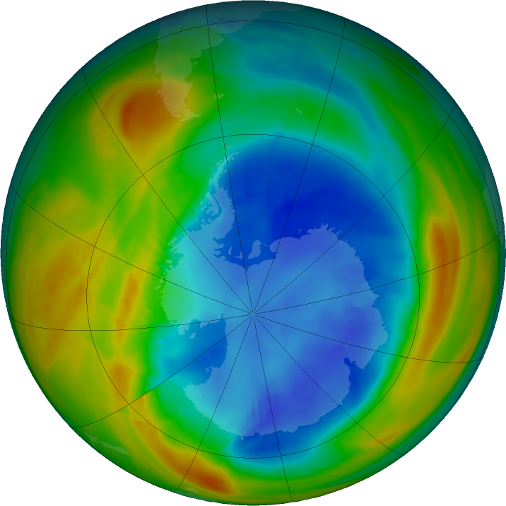 Antarctic ozone map for 26 August 2017